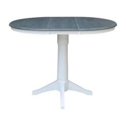 36" Round Extension Dining Table With 4 X-Back Counter Height Stools - Set Of 5 Pieces - Round - 4 - White/Heather Gray -Gourmet Interiors 2c1df83f cb35 4ab4 9666 0511f220b66e