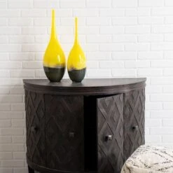 Lennon Dark Brown Fir Veneer W/ 4 Doors Curved Accent Cabinet - 38.5L X 18.5W X 32.3H - Dark Brown -Gourmet Interiors 2c9756ee 0458 43c0 902b 8ce5b84c6eaf