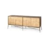 Swordfish Two-Tone Brown Solid Wood 4 Door Cabinet W/ Gold Metal Base Sideboard - 72.0L X 17.7W X 30.1H - 72.0L X 17.7W X 30.1H -Gourmet Interiors 2cee1ee2 9d0b 46bf a4c2 c37015cf4d9d