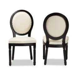 Baxton Studio Louis Traditional & French Inspired Wood Dining Chair Set(2PC) - Grey, White -Gourmet Interiors 2d0a9232 d83d 4dd5 ab2c 4c706e2cf858