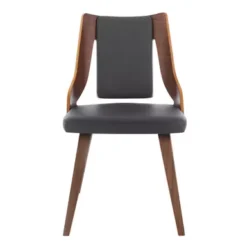 Aniston Gray Faux Leather And Walnut Wood Dining Chairs - Set Of 2 -Gourmet Interiors 2d1072c4 50b0 428a 9209 ed21d6d7425f