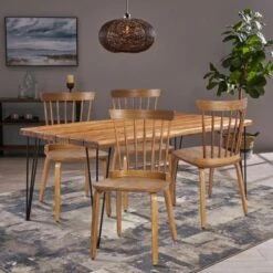 Black Solid Wood Slat Back Windsor Dining Chairs, Set Of 2/4 - 34.06" H X 16.54"W X 16.93"D - Set Of 2 - Blue -Gourmet Interiors 2d4326b2 ca13 49f6 85b1 fb3998107518