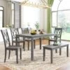 Oaks Aura Rustic Wood 6-piece Kitchen Table Set, Farmhouse Dining Table Set With Cross Back 4 Chairs And Bench - Grey 1 Oaks Aura Rustic Wood 6-piece Kitchen Table Set, Farmhouse Dining Table Set With Cross Back 4 Chairs And Bench - Grey -Gourmet Interiors 2d4a7121 a6e9 4f09 a402 6ecf7539b17b