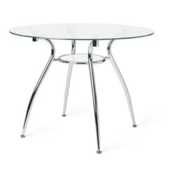 Simple Living Tempered Glass Chrome Round Dining Table - Mable Dining Table -Gourmet Interiors 2d4b3596 8821 47fd 87a8 3bedc7cd1b8c