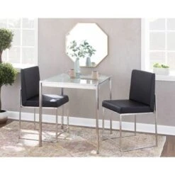 Silver Orchid Forrest Square Dining Table - Clear Glass/Stainless Steel -Gourmet Interiors 2d5160f0 47d1 4208 bba2 d489b97767ce