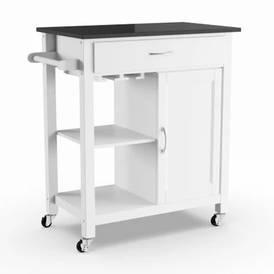 Porch & Den Glenn Black/White Kitchen Cart - Kitchen Cart, Black & White, 32" X 19" X 34"H 5 Porch & Den Glenn Black/White Kitchen Cart - Kitchen Cart, Black & White, 32" X 19" X 34"H - Image 3