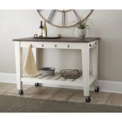 Cottonvile Two Tone Kitchen Cart On Casters By Greyson Living - Antique White