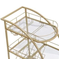 Golden 3-tier Metal And Glass Rolling Bar Cart Serving Wine Cart With Glass Top (30.1 In. W X 36.2 In. H) - Golden - Kitchen Cart 11 Golden 3-tier Metal And Glass Rolling Bar Cart Serving Wine Cart With Glass Top (30.1 In. W X 36.2 In. H) - Golden - Kitchen Cart -Gourmet Interiors 2db10c2a 5fa3 41eb 89aa 579c0d3a0b80