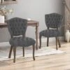 Crosswind Diamond Stitch Fabric Dining Chair By Christopher Knight Home - Charcoal/Brown Wash Finish -Gourmet Interiors 2e37c4ba 42c5 477b 80a3 47b108f808a9