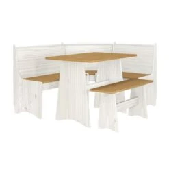 Living Essentials By Hillsdale Gablewood Wood L-Shaped Dining Nook, Washed White With Honey Tops - 28.75H X 39.25W X 23.5D - Washed White W/ Honey Tops -Gourmet Interiors 2e680596 8fb7 4162 829f 103584b4fbea