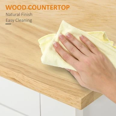 HOMCOM Modern Floor Cabinet, Storage Sideboard, Kitchen Buffet Table W/ Rubberwood Top, 3 Drawers And Cabinet - Grey 8 HOMCOM Modern Floor Cabinet, Storage Sideboard, Kitchen Buffet Table W/ Rubberwood Top, 3 Drawers And Cabinet - Grey - Image 6