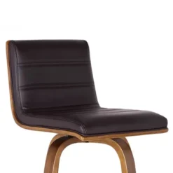 Vienna 26" Counter Height Swivel Brown Faux Leather And Walnut Wood Bar Stool -Gourmet Interiors 2ed7ddb2 fee1 41de 8e66 d153036ecfeb