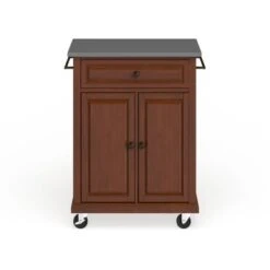 Compact Stainless Steel Top Cherry Portable Kitchen Cart - N/A - Kitchen Cart - Wood - Cherry -Gourmet Interiors 2edc4b77 4da3 4a71 a4f4 0881e9de5b9d