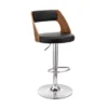 Paulo Adjustable Swivel Black Faux Leather And Walnut Wood Bar Stool With Chrome Base -Gourmet Interiors 2ef94e4d 444a 4816 a111 97c96567bbfa