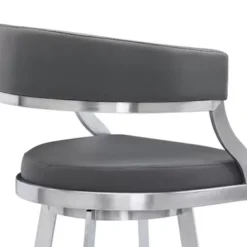 Saturn 30" Bar Height Swivel Grey Faux Leather And Brushed Stainless Steel Bar Stool -Gourmet Interiors 2f20f86c f760 4186 89e2 946e1fdf5a29