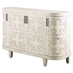 Moseley Light Gray Fir Veneer W/ 4 Doors Accent Cabinet - Off-White