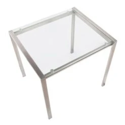 Silver Orchid Forrest Square Dining Table - Clear Glass/Stainless Steel -Gourmet Interiors 2f741295 c5bb 41aa 97f2 a8f230c025d0