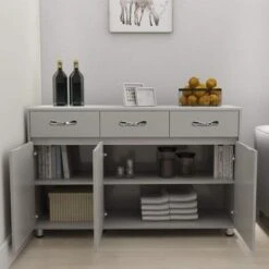 Merax 3-drawer Buffet Cabinet, Storage Sideboard - Grey -Gourmet Interiors 2f9ec75a bc29 4968 80fc 6c0c5369e024