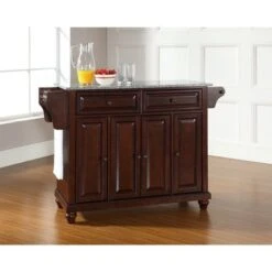 Cambridge Solid Granite Top Kitchen Island In Vintage Mahogany Finish - Stationary - Brown -Gourmet Interiors 2fb94c59 a888 43a8 b36a 79e7e03284d1