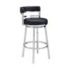 Titana 26" Counter Height Swivel Black Faux Leather And Brushed Stainless Steel Bar Stool -Gourmet Interiors 2ffa1a22 cbfe 4e7a abbf ad2420883658