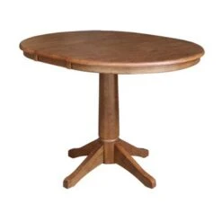 36" Round Solid Wood Extension Dining Table With 2 X-Back Dining Chairs - N/A - Hickory/Washed Coal -Gourmet Interiors 302176ee a0d3 4284 bb7a 9a922355edf3