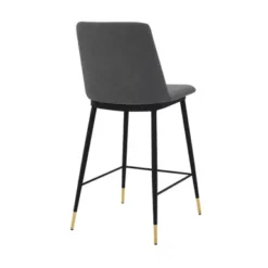 Messina 26" Gray Faux Leather And Metal Counter Height Bar Stool -Gourmet Interiors 30e12694 49d4 40be b8ca 5a00a5dd9f93