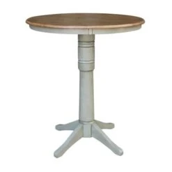 36" Round Top Pedestal Table - Hickory/Stone - Dining Height - Distressed Hickory/Stone -Gourmet Interiors 30e5902e 8e44 4795 99f8 68f041a15223