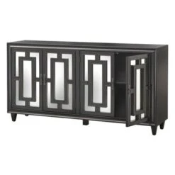 Lifestorey Lavoy 4-Door Mirrored Buffet/Sideboard - Black -Gourmet Interiors 31298932 03b2 4e9e 8a4d 2dbd9db40ed2