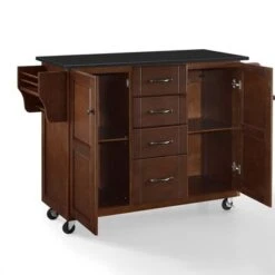 Eleanor Black Granite Top Kitchen Island - Portable - Wood -Gourmet Interiors 316ec4ad f572 4cb8 b537 b26d73e907dd