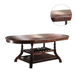Oval Shaped Wooden Dining Table With Bottom Shelf In Brown Cherry - Brown Cherry - Brown Cherry 9 Oval Shaped Wooden Dining Table With Bottom Shelf In Brown Cherry - Brown Cherry - Brown Cherry -Gourmet Interiors 31746356 48b0 405b 8056 210cfd5b1778