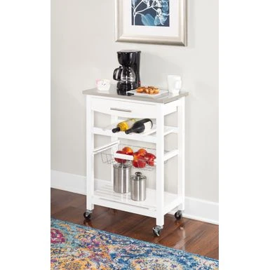 Causey Kitchen Cart White 3 Causey Kitchen Cart White