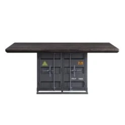 ACME Cargo Dining Table In Antique Walnut & Gunmetal -Gourmet Interiors 31887b2b e988 4b55 b76e 3f42de682eb1