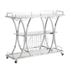 Chrome Bar Cart With Wine Rack Silver Glass Metal Frame Wine Storage - Kitchen Cart - Chrome 10 Chrome Bar Cart With Wine Rack Silver Glass Metal Frame Wine Storage - Kitchen Cart - Chrome -Gourmet Interiors 31af7c1f b8a7 4ae1 80b6 b3fd0c7795ab