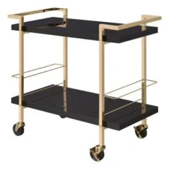 Alios Serving Cart With Gold Frame - Black With Gold Frame -Gourmet Interiors 31ca9588 767f 4c09 be81 99b626ff9a8f