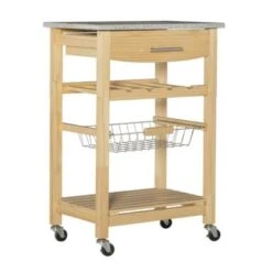 The Gray Barn Natural And Granite Top Island Cart - Granite/Marble/Glass