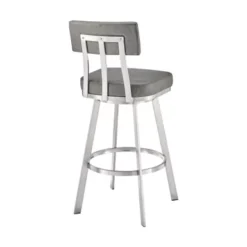Jinab Swivel Bar Stool In Brushed Stainless Steel With Grey Faux Leather -Gourmet Interiors 31fb24d9 6ff2 4884 bcf5 59c14cab0f22