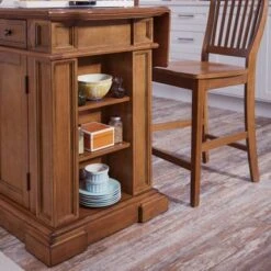 Homestyles Americana Cottage Oak 3-Piece Kitchen Island Set - With Seating - Oak - Wood -Gourmet Interiors 3267a36c 04fe 43ac 96eb 611ffc1868c1