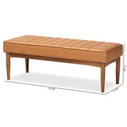 Baxton Studio Daymond Mid-Century Modern Dining Bench - Tan -Gourmet Interiors 328c44df 92e9 4473 b198 50775bead69a