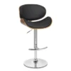 Naples Black Faux Leather Adjustable Height Swivel Walnut Wood And Chrome Base Bar Stool -Gourmet Interiors 32a23a66 eba1 4ea7 afac af3dd5750fe8