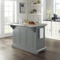 Julia Grey Stainless Steel Top Kitchen Island - 50 "W X32 "D X 36 "H - Stationary - Gray - Stainless Steel -Gourmet Interiors 32c0b79e cf8c 40b9 93ce c4636030d8bc