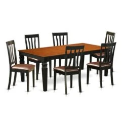 7-Piece Kitchen Table Set Includes Logan Dining Table And 6 Kitchen Chairs In Black & Cherry Finish (Seat's Type Options) - LGAN7-BCH-C -Gourmet Interiors 32db9446 7b24 4bfe b8cd 9e25c04882a6