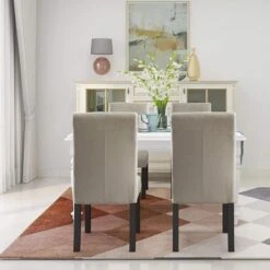 Copper Grove Elorza Tan Upholstered Solid Wood Armless Accent Chairs (Set Of 2) - 18.5 X 18 X 36 - Beige -Gourmet Interiors 33018ed5 a095 427c a1aa aeeeb32951b9