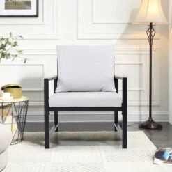 PHI VILLA Accent Living Room Lounge Sofa Chair With Metal Frame - Brown -Gourmet Interiors 33257bd6 18c7 4f54 847b 6f04ed27d8c8