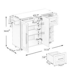 Nestfair Kitchen Island With Spice Rack Towel Rack And Extensible Solid Wood Top - Black -Gourmet Interiors 33258c1e 5bdc 41b4 bcb1 3700a399fded