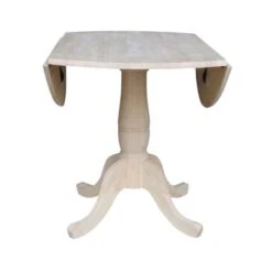 42" Round Pedestal Dual Drop Leaf Table - Unfinished - N/A - 35.5"H -Gourmet Interiors 336ca728 fbd2 4b65 be09 f28e8aec631a