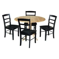 42 In Dual Drop Leaf Dining Table With 4 Dining Chairs - 5 Piece Dining Set - Black And Cherry Table/black Chairs -Gourmet Interiors 338ebea5 4690 40f8 a978 1d45887e6c5c