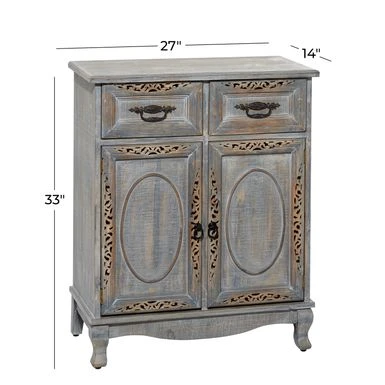Gray Wood Intricately Carved Vintage Cabinet - Grey - Dresser 19 Gray Wood Intricately Carved Vintage Cabinet - Grey - Dresser - Image 17