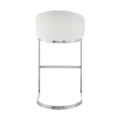 Atherik Counter Stool In Brushed Stainless Steel With White Faux Leather -Gourmet Interiors 33dde508 17f9 49b8 9799 b04fa80ff05b