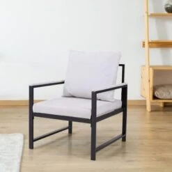 PHI VILLA Accent Living Room Lounge Sofa Chair With Metal Frame - Brown -Gourmet Interiors 34223e1b 2cb0 4518 965a 4789e48812bf