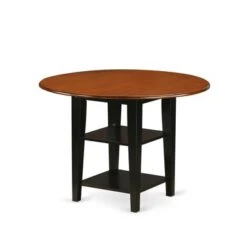 Sudbury Dining Set - A Round Kitchen Table And Dinette Chairs - Black And Cherry Finish (Pieces & Seat Type Options) - SUAN5-BCH-LC -Gourmet Interiors 344a1ed0 e9b4 4674 adff 6af8921edec9